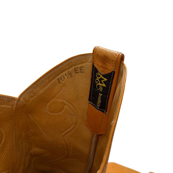 Max Leather Yellow Genuine Ostrich Cowboy Boots Men\'s 10 1/2 EE main image 7